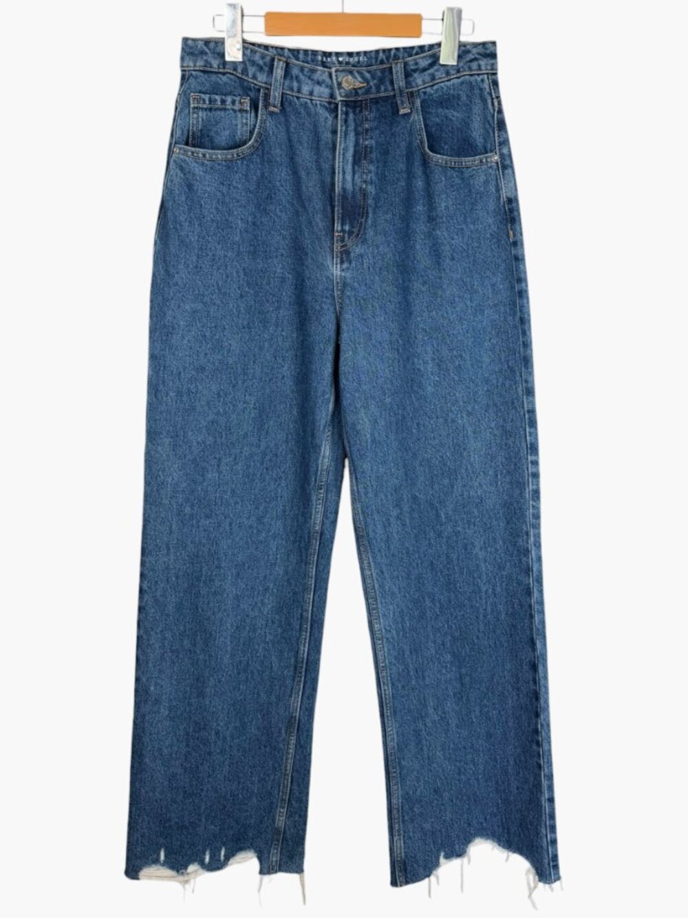 BABY ANGEL Wide Leg High Rise Frayed Hem Denim Jeans - Blue - Size 6